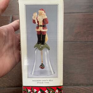 Vintage Novelino Victorian Santa Bell Modern Glass 1992 Christmas Through Ages